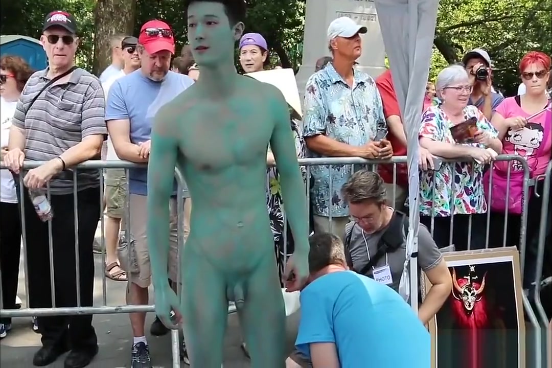 Naked Girls Painted On Clothes - Naked Asain lad's body painted in Public Gay Porn Video - TheGay.com